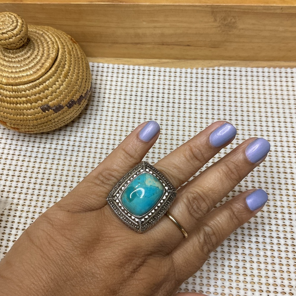Turquoise and 925 Silver Statement Ring